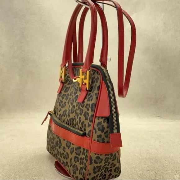 FENDI LVMH 1990s Leopard Print Two Way Cross Body Tote Satchel Handbag Purse - Picture 4 of 12